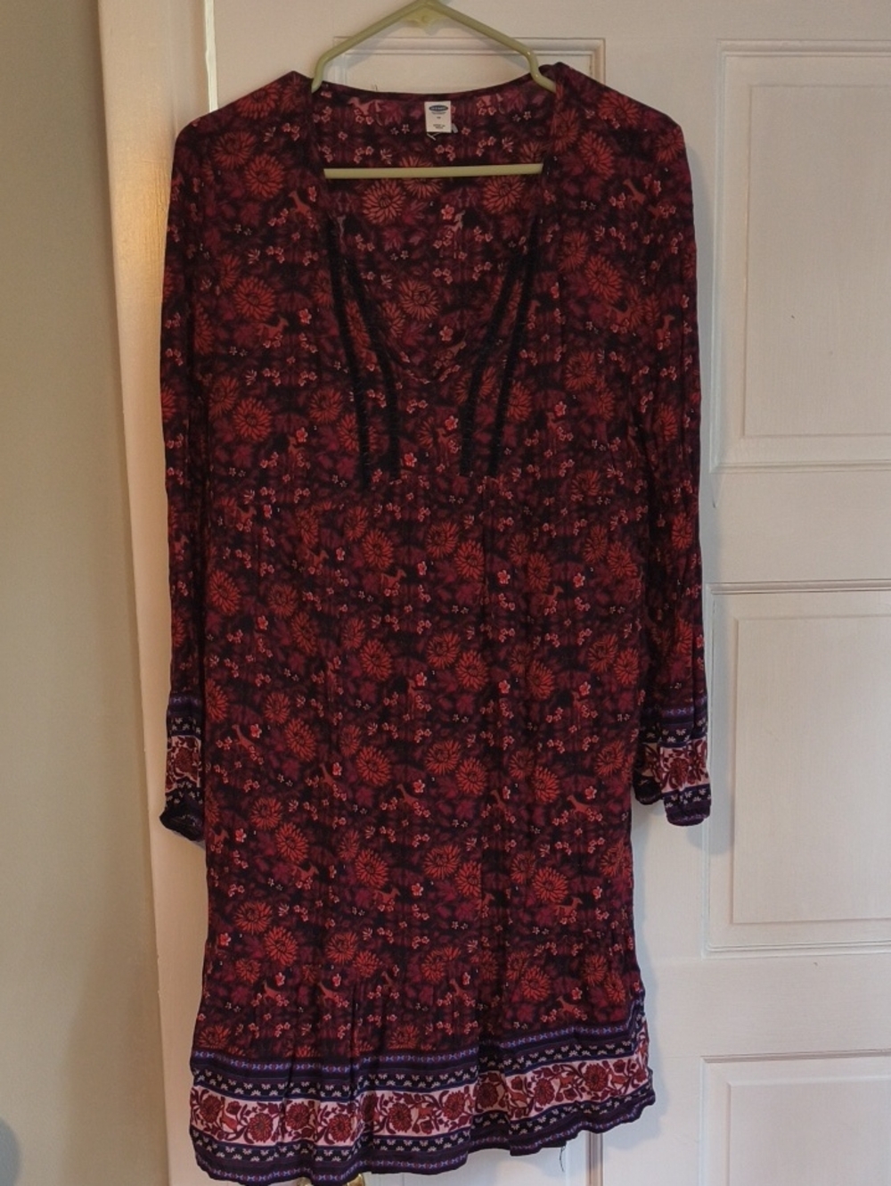 Old Navy Red Floral Boho Tunic